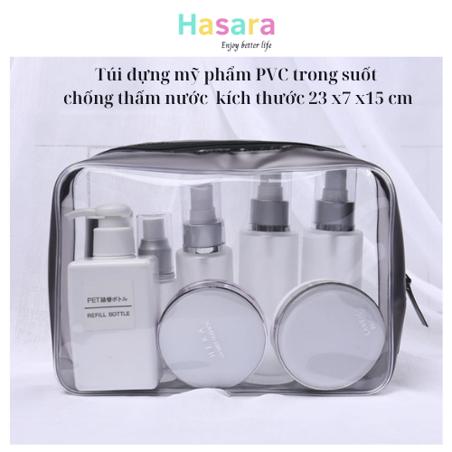 Túi đựng mĩ phẩm, đựng đồ trang điểm trong suốt, chống nước, đựng đồ skincare, chiết mĩ phẩm TMP112 - Hasara