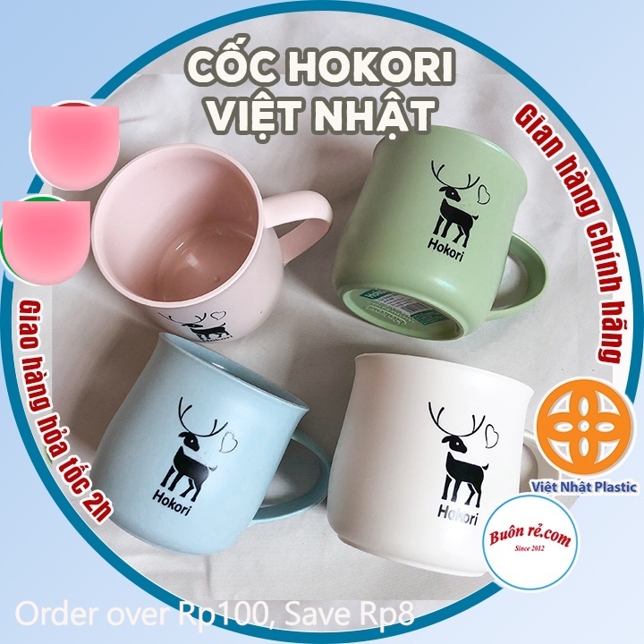Cốc nhựa Hokori 350ml (6369) Việt Nhật chịu nhiệt tốt, cốc uống nước màu sắc xinh xắn có quai cầm -Buôn rẻ 01454