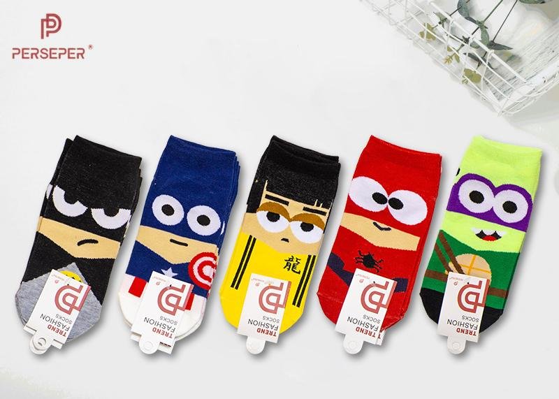Tất vớ nam nữ combo 5 đôi cổ ngắn siêu anh hùng - tất vớ hoạt hình unisex siêu nhân cổ thấp t599