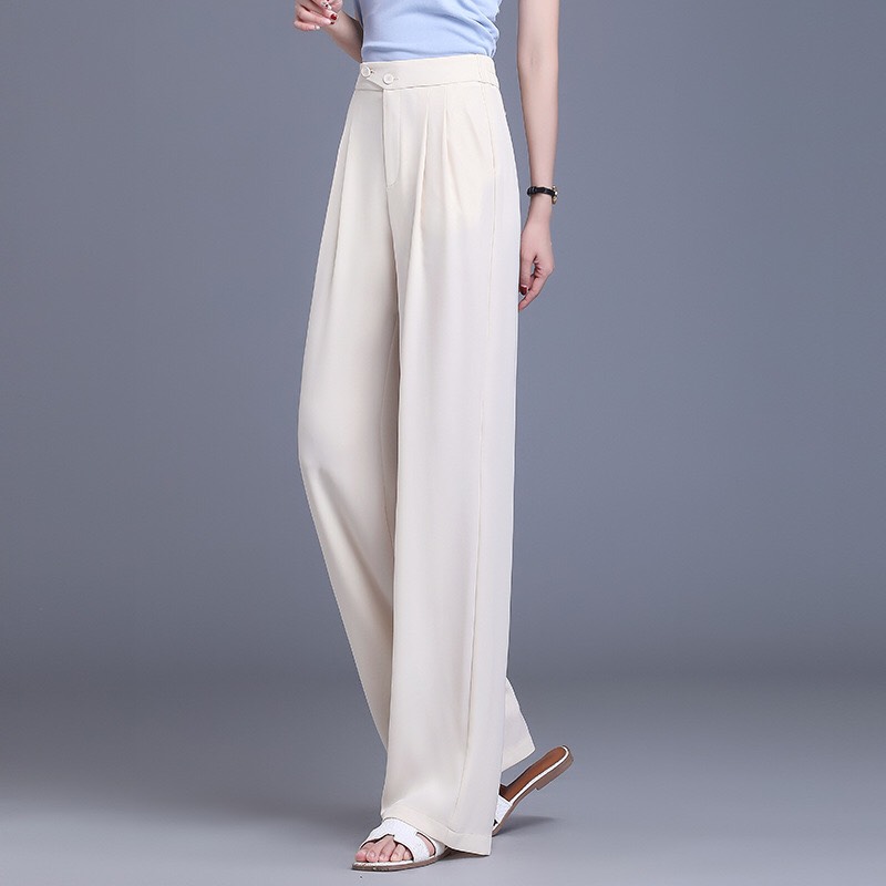 [HCM]Quần ống rộng nút lệch vải tuyết mưa cao cấp dài 99cm siêu hot❣️[Giá gốc tận xưởng]