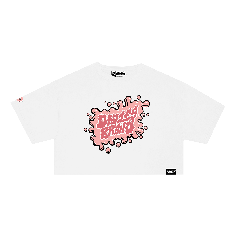 Áo croptop nữ form rộng tay lỡ màu trắng - White Cute Paint Croptop