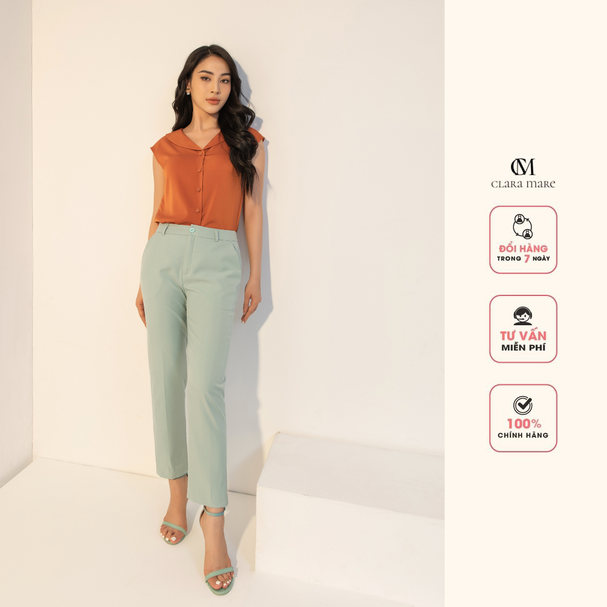 Áo sơ mi cổ sam, tay chờm, form dáng suông ôm, chất liệu lụa ngọc trai mềm mịn BLS4007