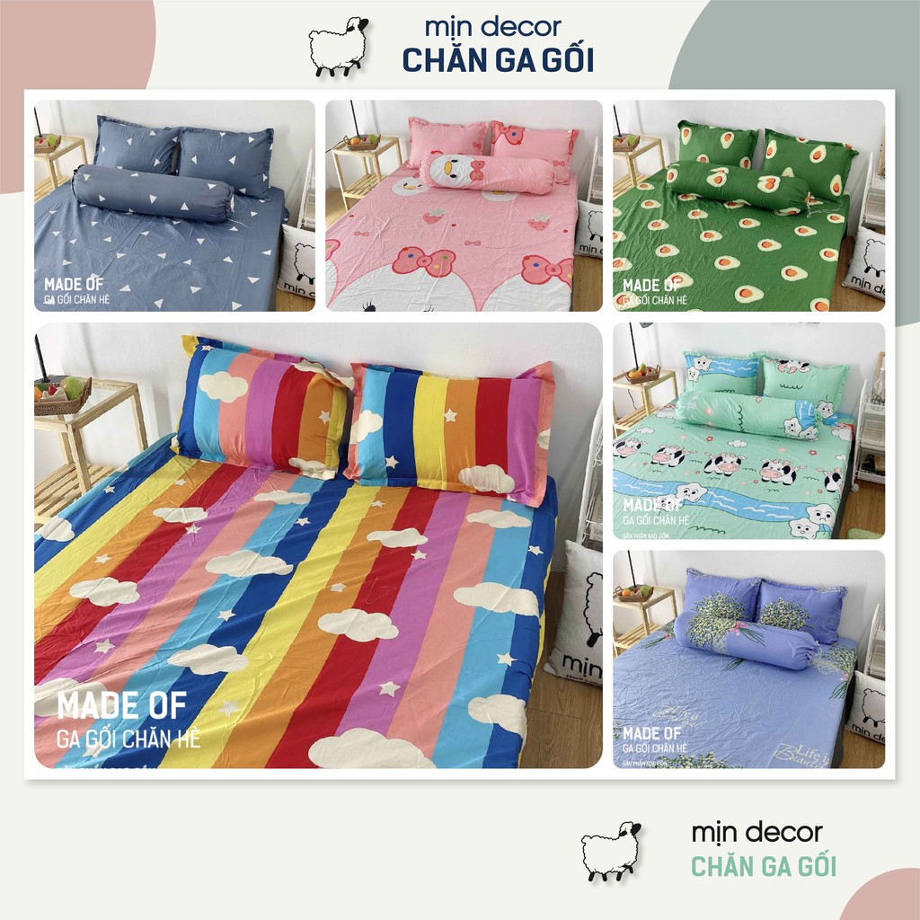 Bộ Ga Gối Mịn Decor Cotton 3D Bền Đẹp Kiểu Dáng Trái Cây Dễ Thương Mềm Mịn Mượt Mẫu Mã Đa dạng Miễn Phí May Đo