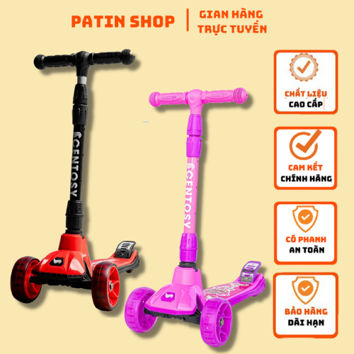 Xe Trượt Scooter trẻ em Centosy S1 chính hãng, có bánh đèn, điều chỉnh được trục tay cầm,dành cho các bé dưới 50kg