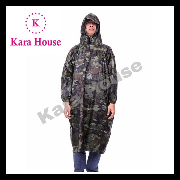 [HCM]Áo Mưa Không Xẻ Tà Vải Dù 1m4 màu Lính Cao Cấp