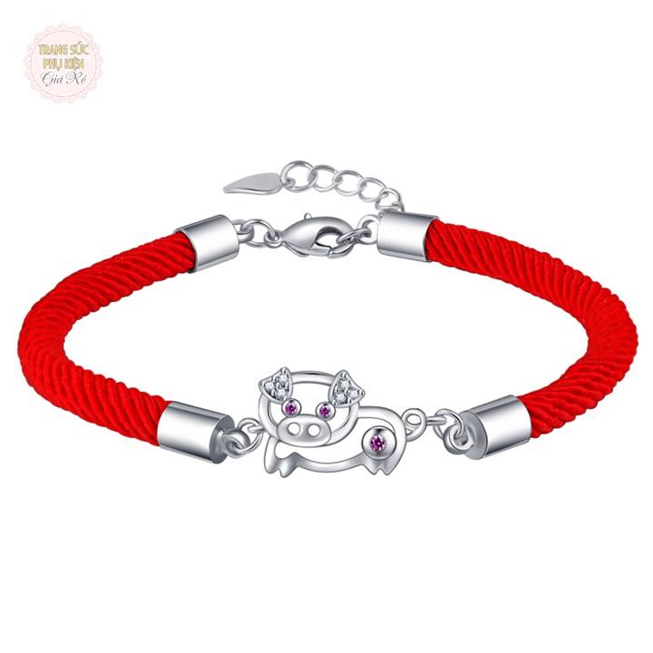 Vòng tay sợi chỉ đỏ lợn ủn ỉn may mắn LT64