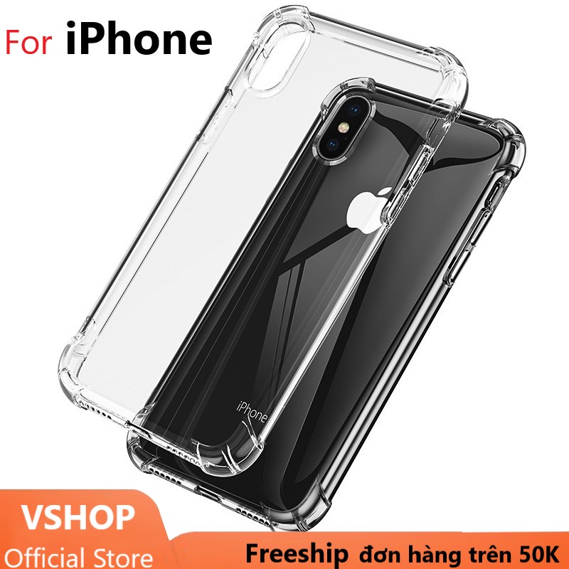 Ốp lưng iphone silicon trong suốt 12promax/11promax/xsmax/xr/66s78plus/678 loại 4 góc chống sốc và siêu mỏng