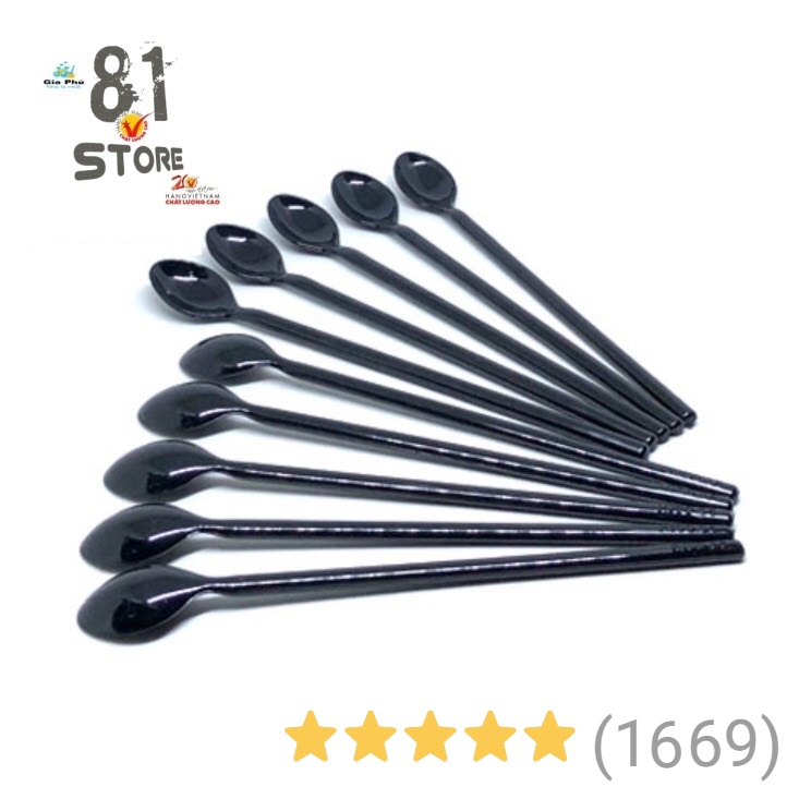 Bộ 10 muỗng nhựa ĐEN sinh tố, cafe cao cấp