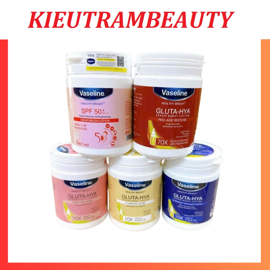 siêu kích trắng vaseline x10 tinh chất 24K và tế bào gốc serum burst lotion 200gr-3 màu