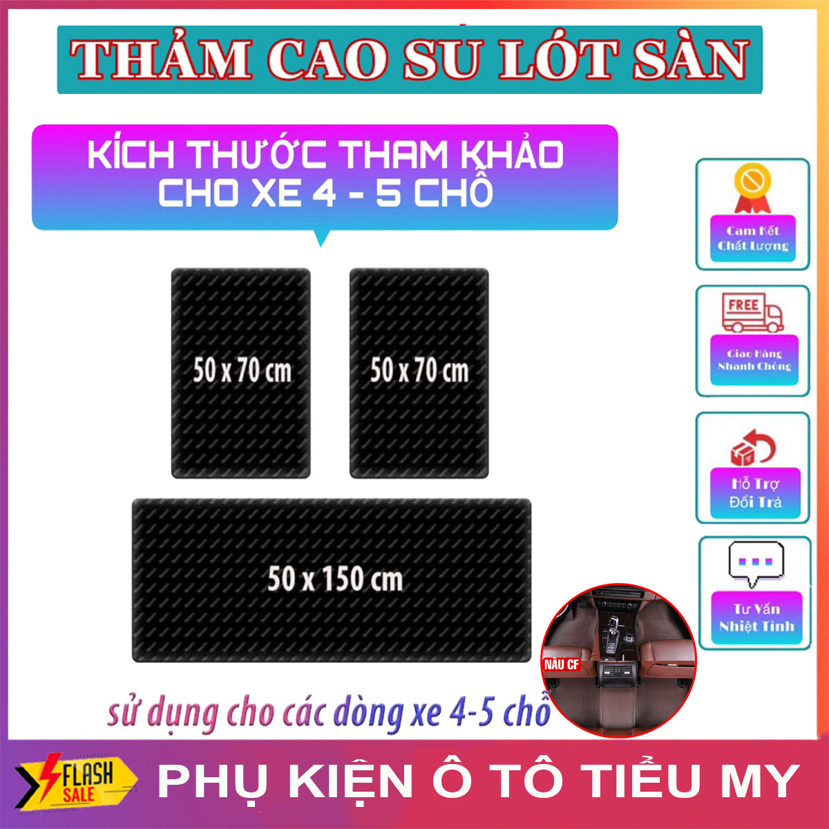 Bộ thảm lót sàn cao su 3d cho ô tô 4 - 5 chỗ, thảm tổ ong dạng cuộn dày không bị vụn vỡ, 2 ghế trước và 1 ghế sau