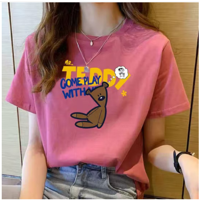 Áo thun nữ in hình chú gấu Teddy come play thời trang