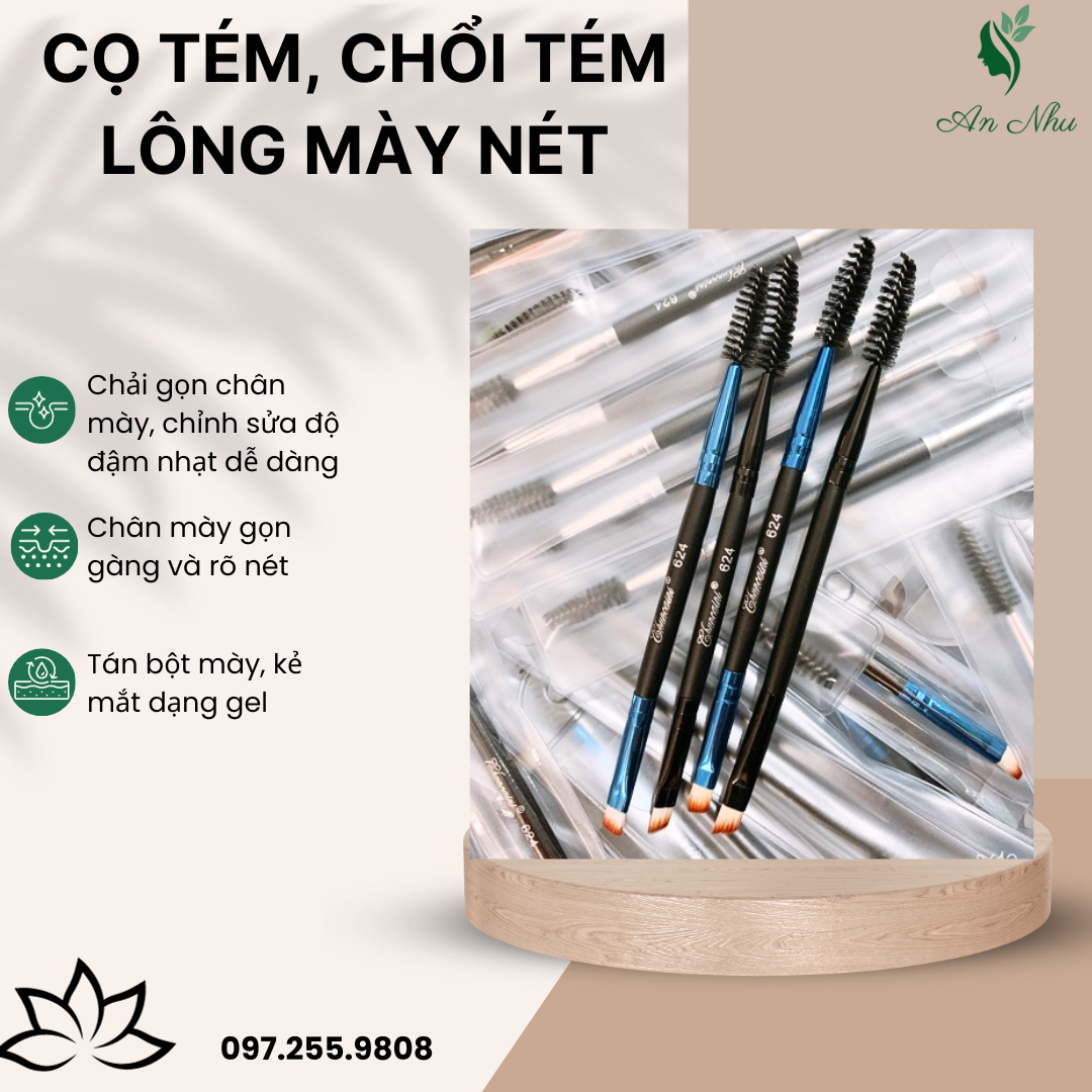 Cọ tém, chổi tém lông mày nét