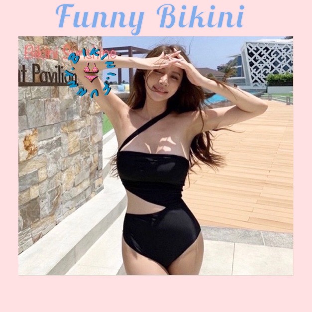 Bikini đồ bơi nữ 1 mảnh đi biển dây chéo vai khoe eo gợi cảm funny bikini ms-22