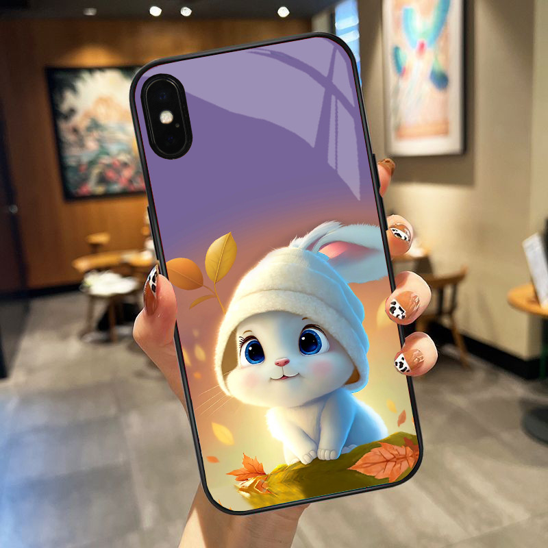 Ốp Lưng iρhone X, XS, XS MAX Mặt kính hình thỏ ngộ nghĩnh, thiết kế độc quyền