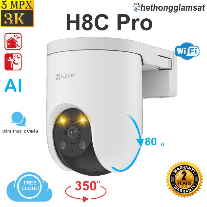 Camera EZVIZ H8C Pro 3MP, 4MP, H8C Pro 5MP - Wifi, Ngoài Trời, Xoay 360 độ - Bảo Hành 24 Tháng