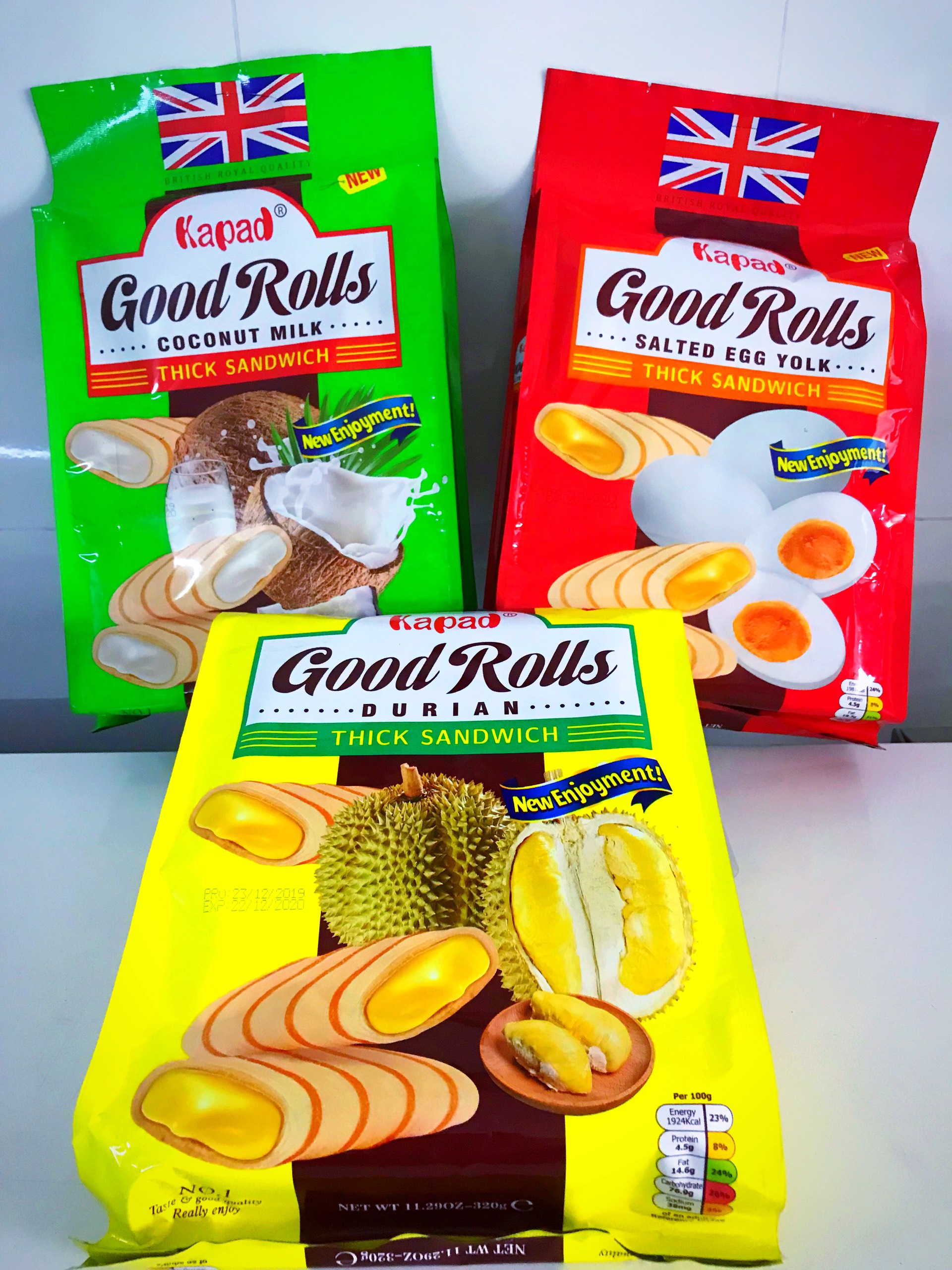 [HCM]Bánh Quế cuộn Vị Sầu Riêng/Dừa/Trứng Muối Gói 320g