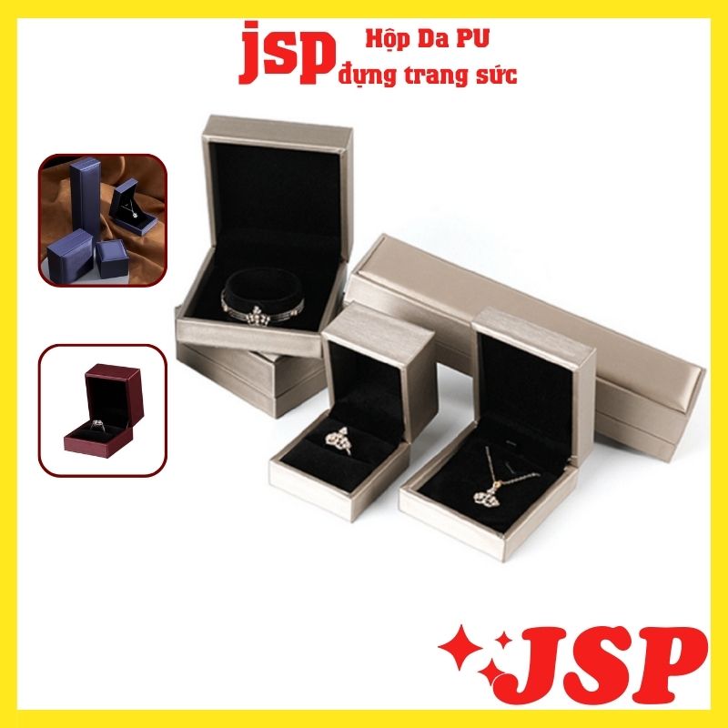 Hộp đựng nhẫn da Pu hộp đựng dây chuyên cầu hôn nhẫn cưới hộp đựng trang sức cao cấp JSP