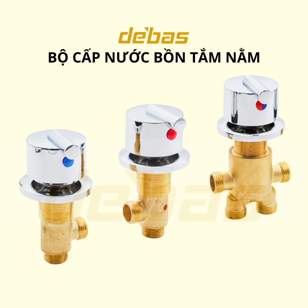 Van chia nước bồn tắm 3 núm vặn lõi đồng massage chỉnh nóng lạnh bộ cấp nước bồn tắm lắp thành bồn Debas