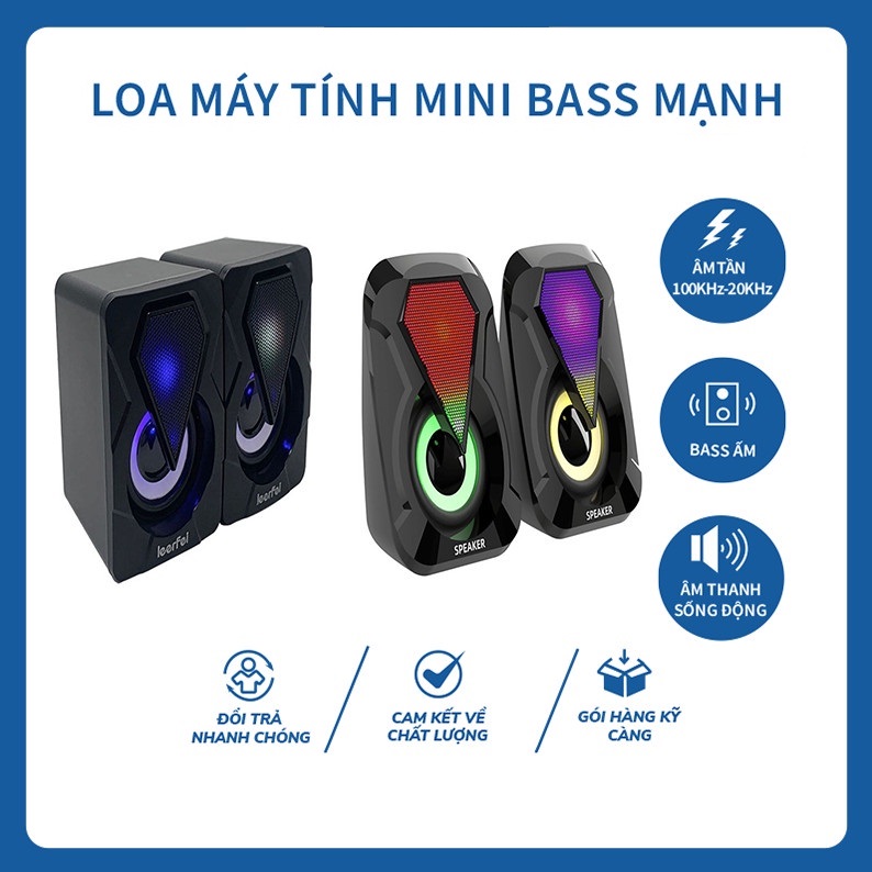 Loa máy tính laptopo, vi tính e-1046 / e-1053 loa mini led 7 màu để bàn bass hay giá rẻ - shopnew365 store