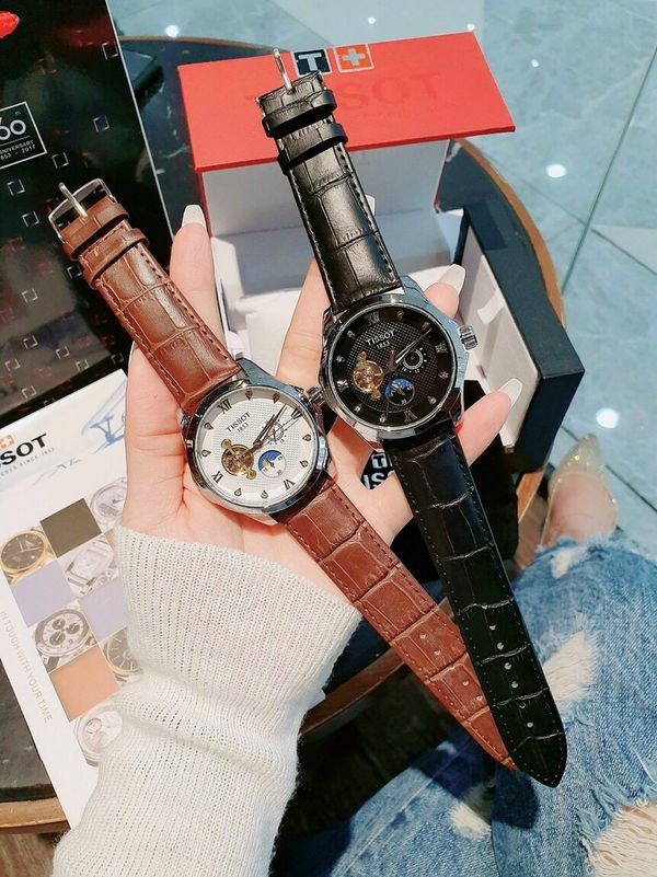 Đồng hồ nam máy automatic 1853 tachymeter, dây da, chạy 6 kim lịch ngày hàng cao cấp nhập khẩu