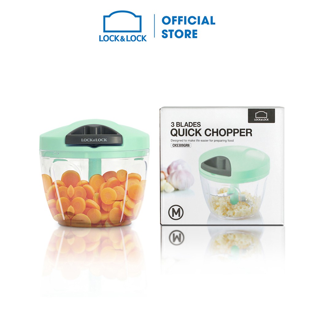 Cks309grn - dụng cụ băm rau củ quả, lock&lock, size m, 125*110mm,650ml - màu xanh lá cây