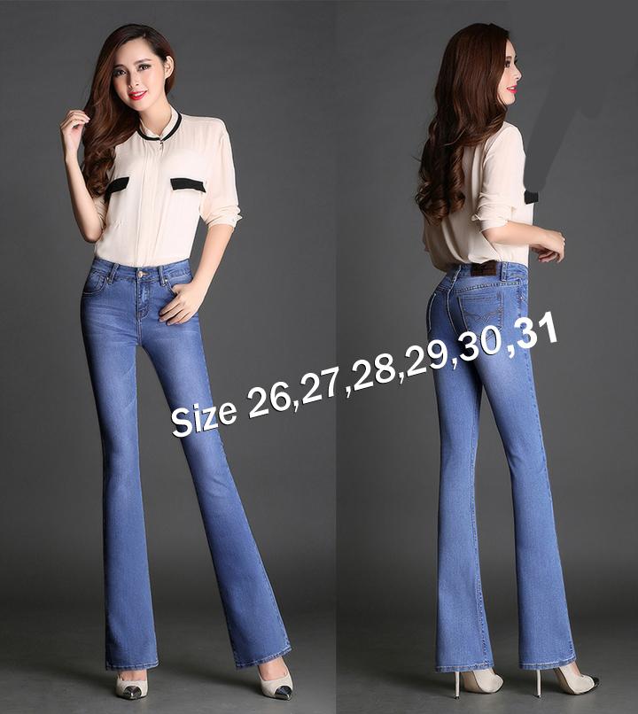 Quần jean xanh lợt 1 nút ống loe xinh xắn