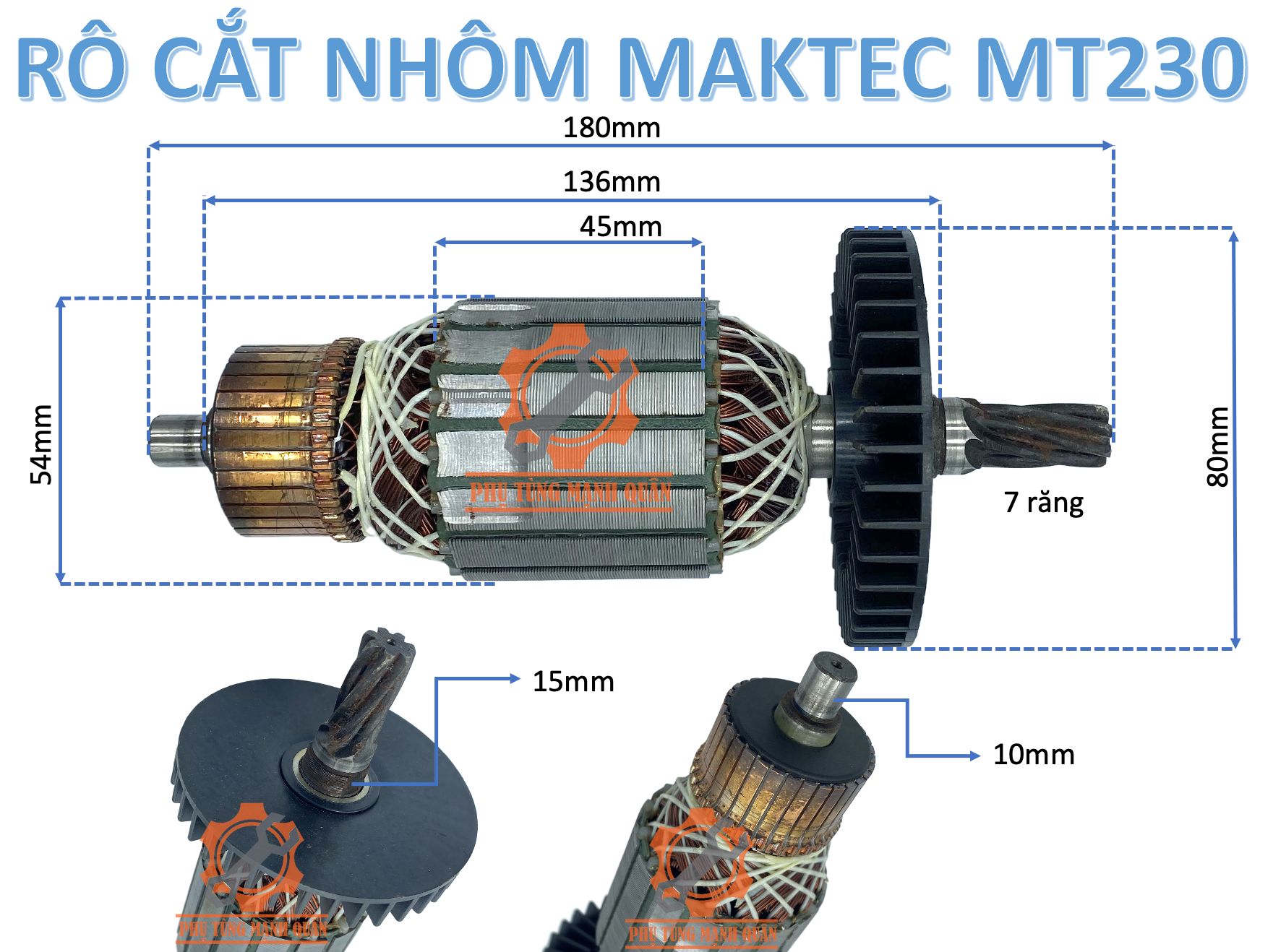 Rotor/ruột máy cắt nhôm MAKTEC MT230 tặng kèm chổi than