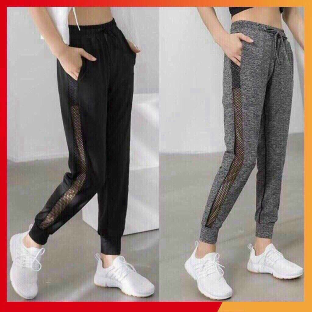 [HCM]Quần jogger nữ lưới sườn vải thun lạnh