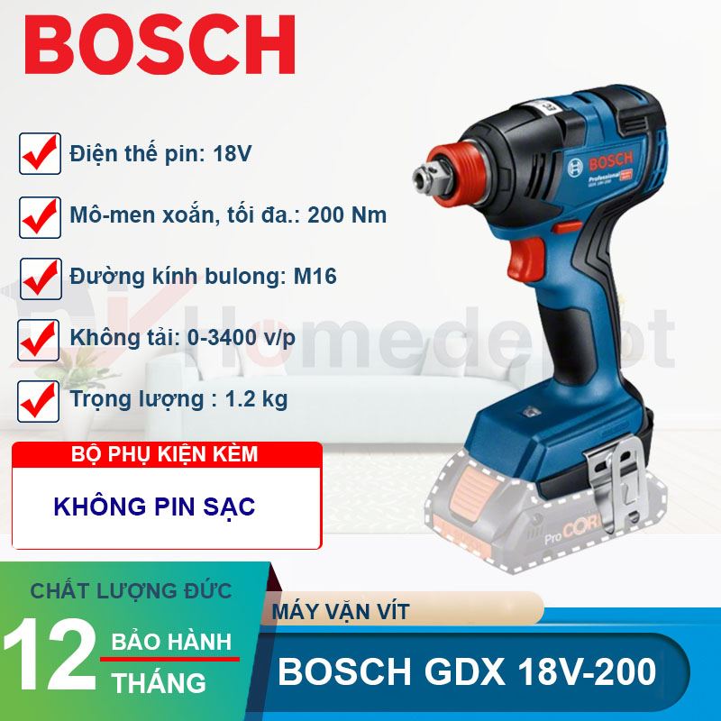 Máy vặn vít dùng pin bosch gdx 18v-200