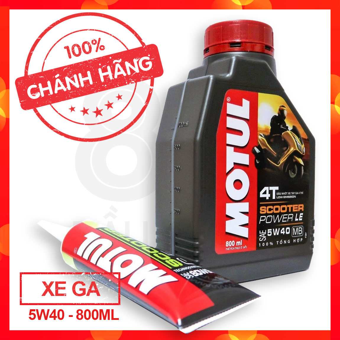 Combo dầu nhớt Motul Scooter Power LE 4T 5w40 0.8L, 100% tổng hợp, chính hãng kèm nhớt hộp số cho xe tay ga