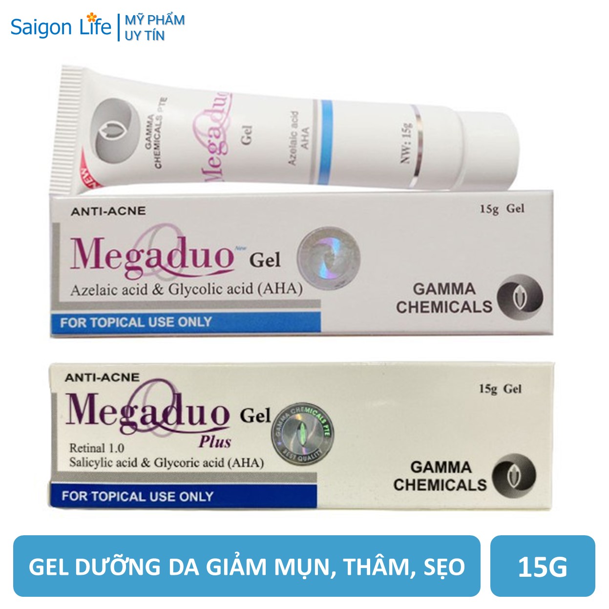 Gel giảm mụn ẩn, giảm thâm, dưỡng da Gamma Megaduo Gel 15g