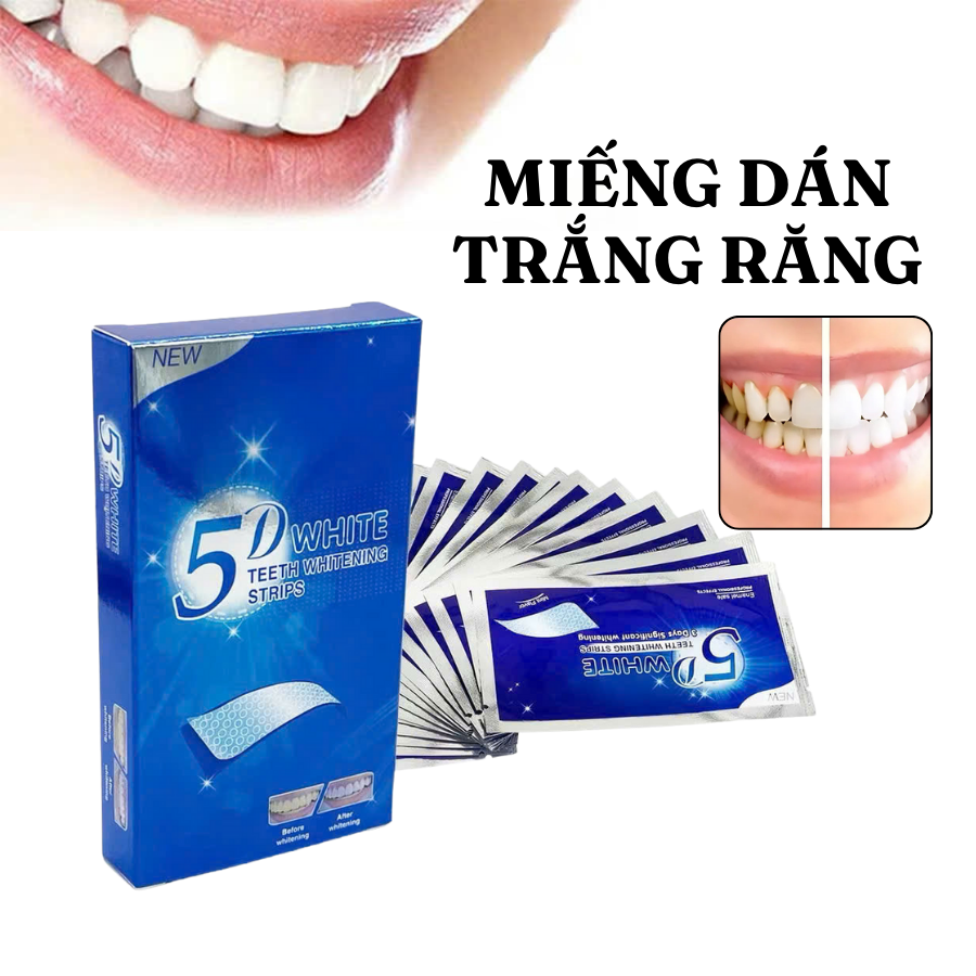 Miếng dán trắng răng 5D làm trắng răng nhanh chóng an toàn gel trắng răng bảo vệ men răng hỗ trợ duy trì màu sắc trắng răng