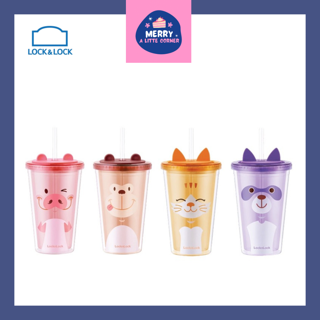 Ly Nhựa 2 Lớp Animal Lock&Lock Double Wall Cold Cup 520ml HAP511/HAP512 - Hàng Chính Hãng