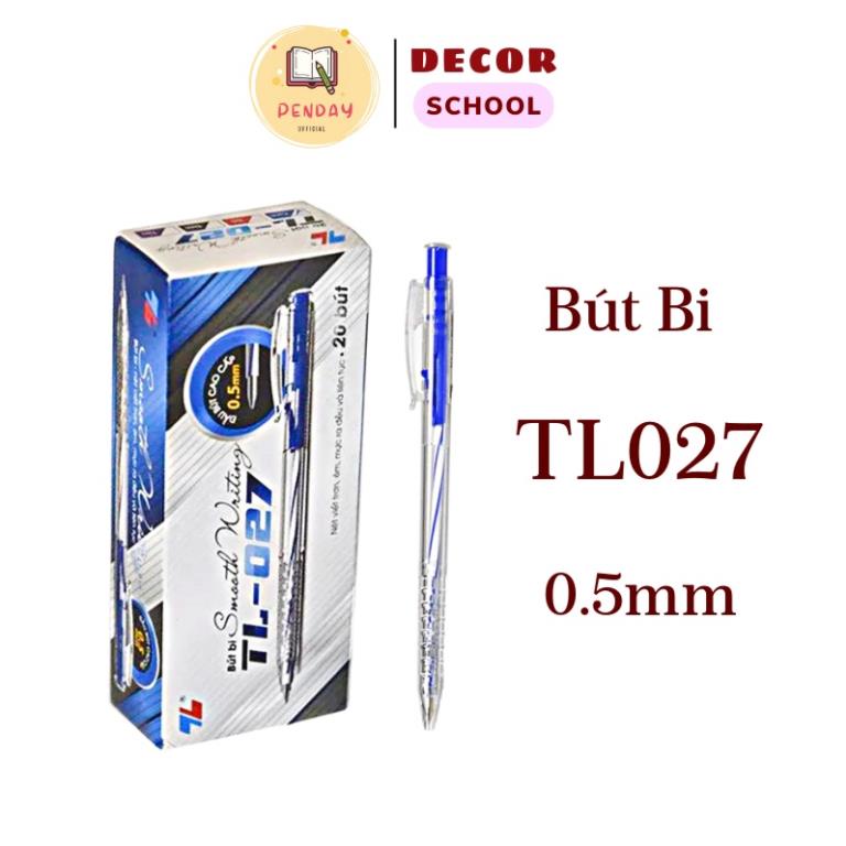 Bút bi thiên long 027 ngòi 0.5mm - bút bi đen / xanh / đỏ - bút bi bấm học sinh - PENDAY STORE