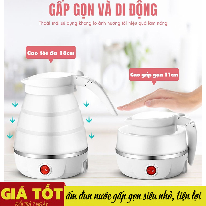 Ấm đun nước bằng điện Ấm Đun Nước Gấp Gọn - Ấm siêu tốc gấp gọn WT-B6 600ml -Ấm đun siêu tốc cao cấp, bình đun siêu tốc-Ấm Đun Nước Siêu Tốc Công Nghệ Nhật