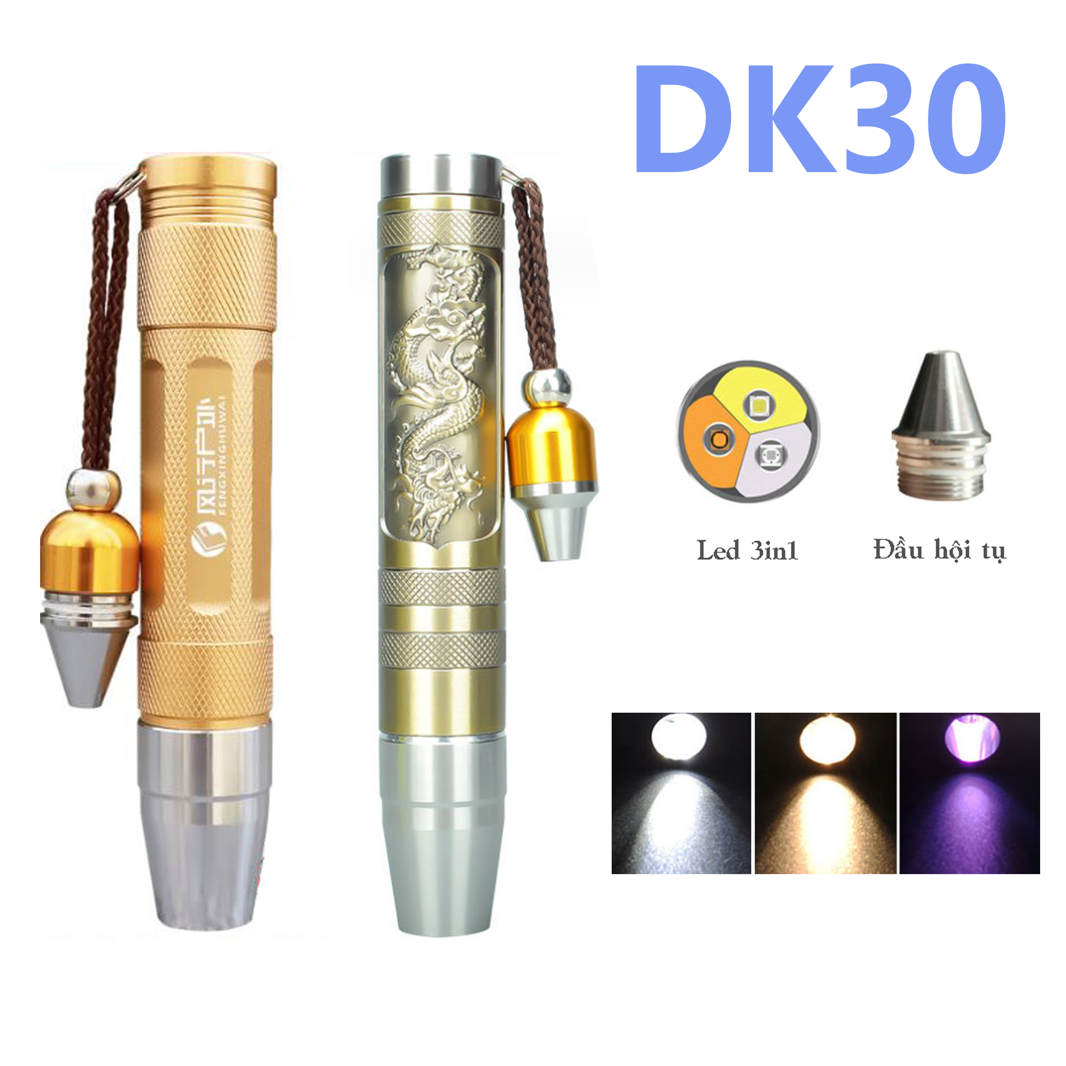 Đèn pin siêu sáng đa năng 3 trong 1 soi đá quý, tiền, giấy tờ, cavet, biển số, soi cua, trứng, tặng kèm pin và sạc