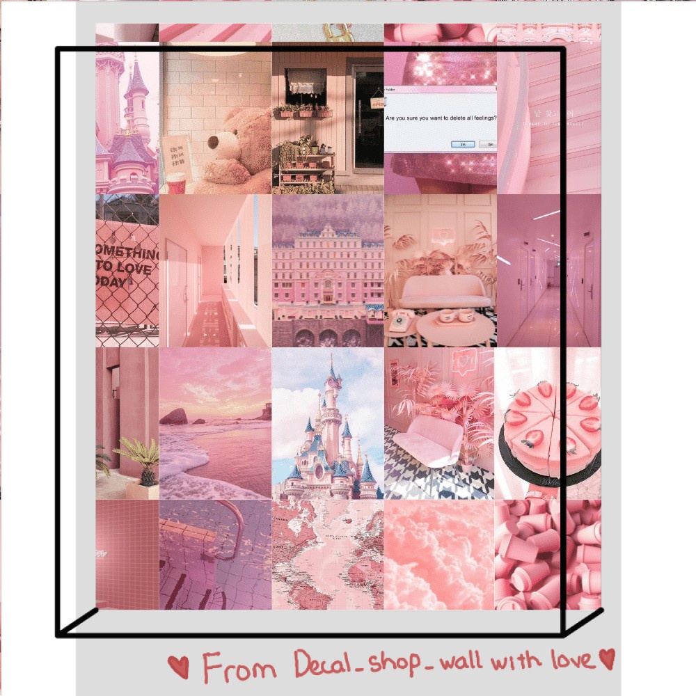 [HCM]Wall Collage dán tường trang trí decor phòng ngủ - theme Hồng nhạt