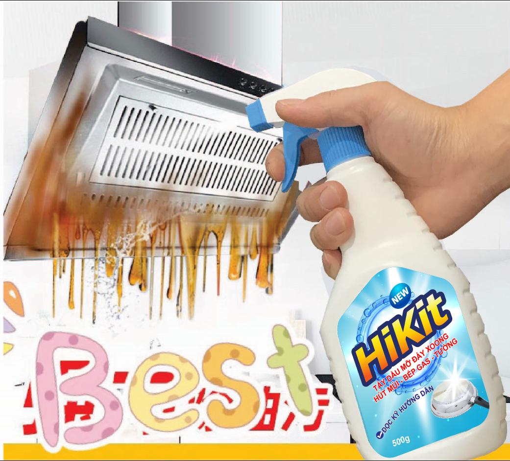Tẩy dầu mỡ hút mùi, bếp gas, đáy xoong, đáy chảo HiKit
