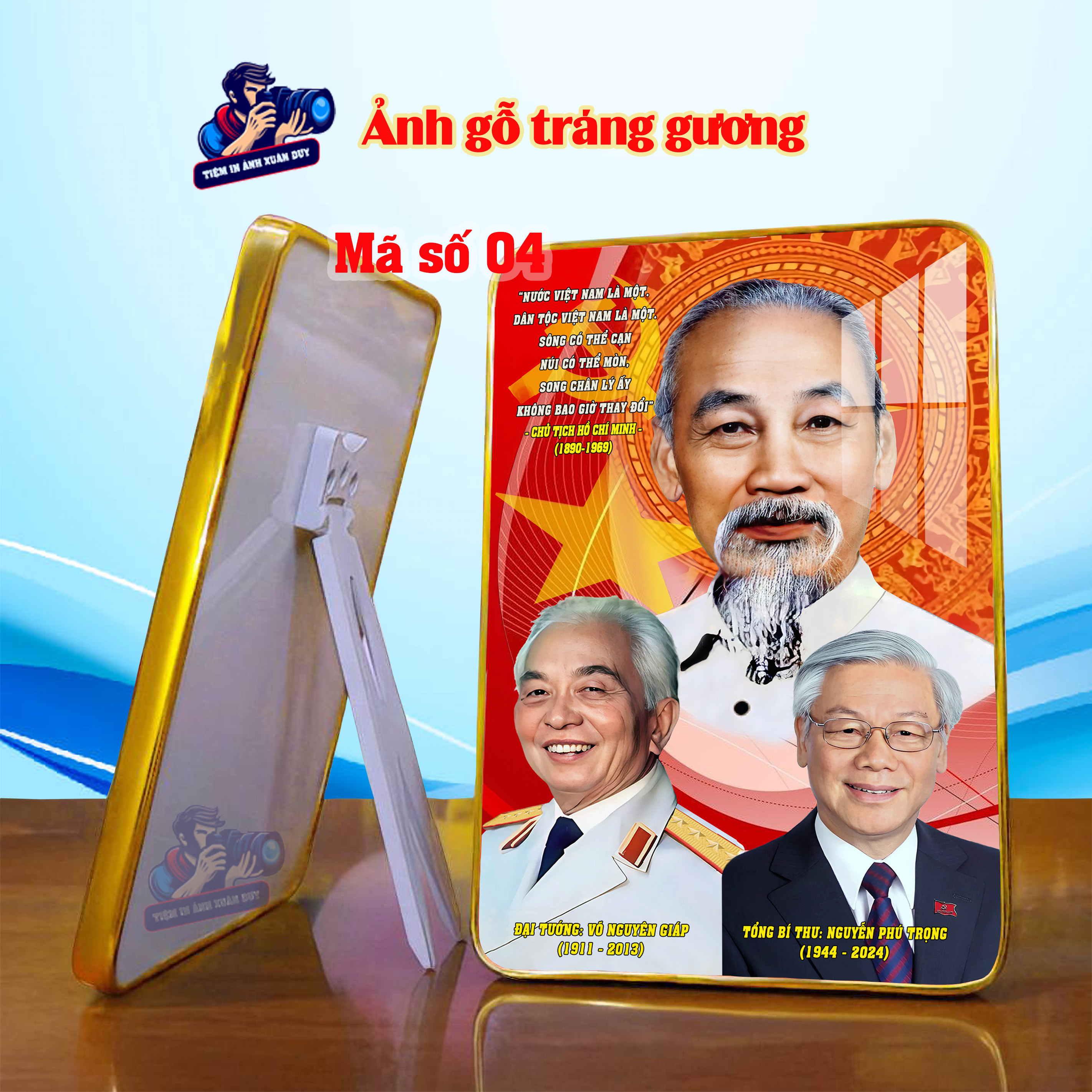 Tranh ảnh để bàn, treo tường Bác Hồ Bác Giáp Bác Trọng Tráng Gương MS04