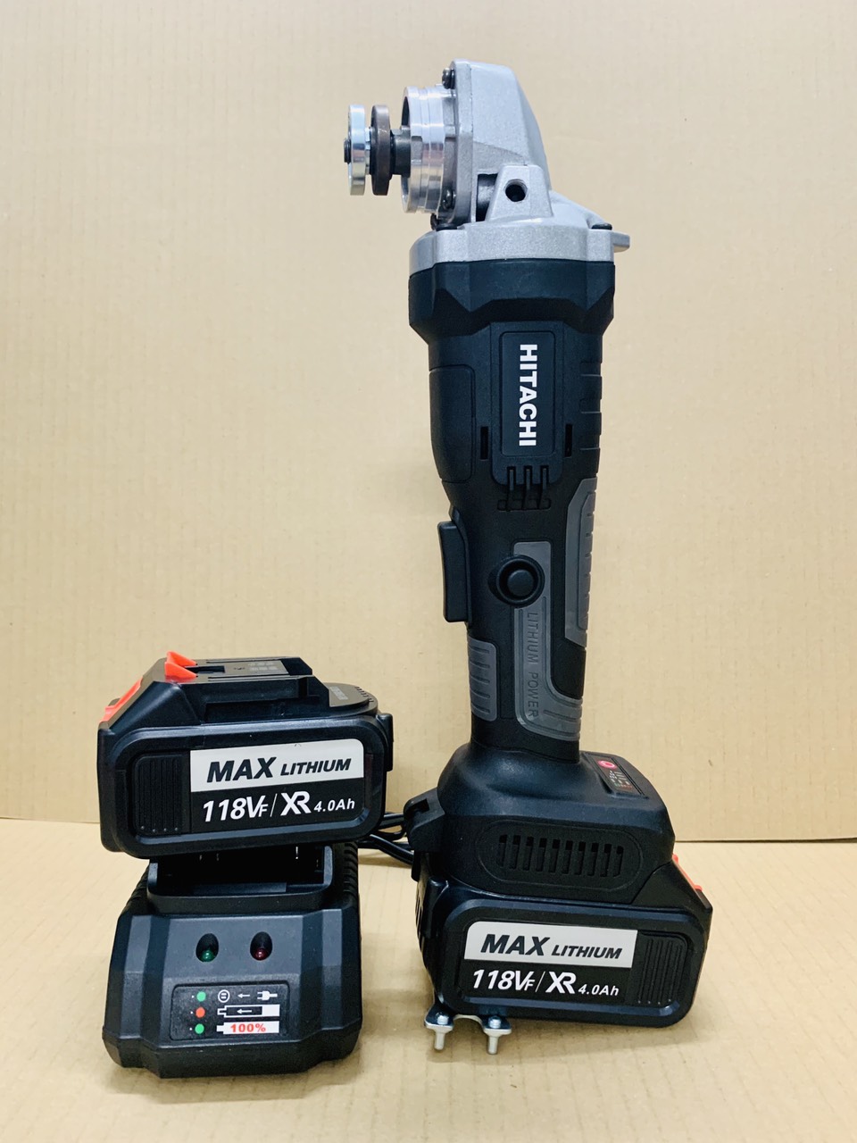 Máy mài pin HITACH 118Vf không chổi than - tặng lưỡi cưa xích - máy cắt cầm tay - pin 10 cell - lõi đồng