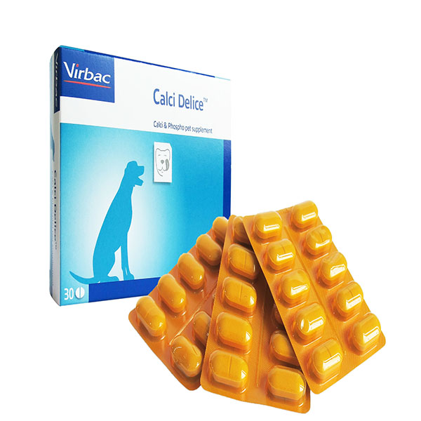 Canxi Pháp Calci-Delice - Bổ xung Canxi và khoáng chất cho chó, thú cưng - Hộp 30 viên