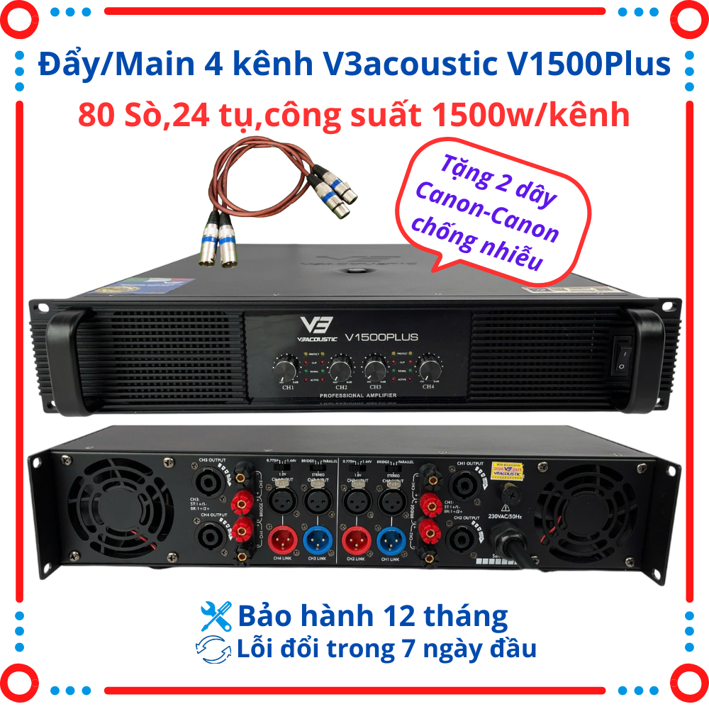 Cục đẩy công suất Main 4 kênh V3 V1500 Và V3 V1300S trang bị 80 sò NJW ,nguồn xuyến 23cm ,tiếng sáng,sạch,công suất ổn định CS 1500W/Kênh, Lh để hỗ trợ ship.