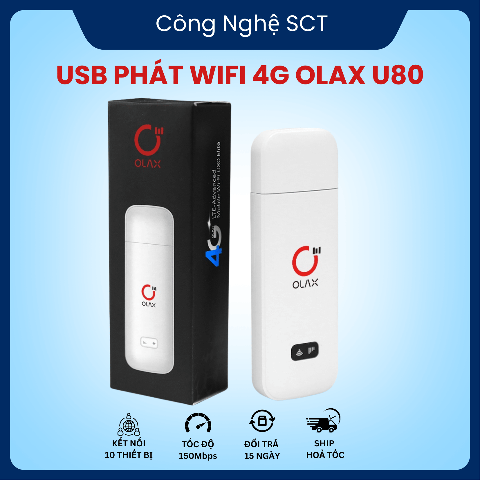 Dcom WiFi USB 4G OLAX U80 – Thiết Bị Phát WiFi Di Động, Kết Nối Wifi Nhiều Thiết Bị Cùng Lúc , Inter
