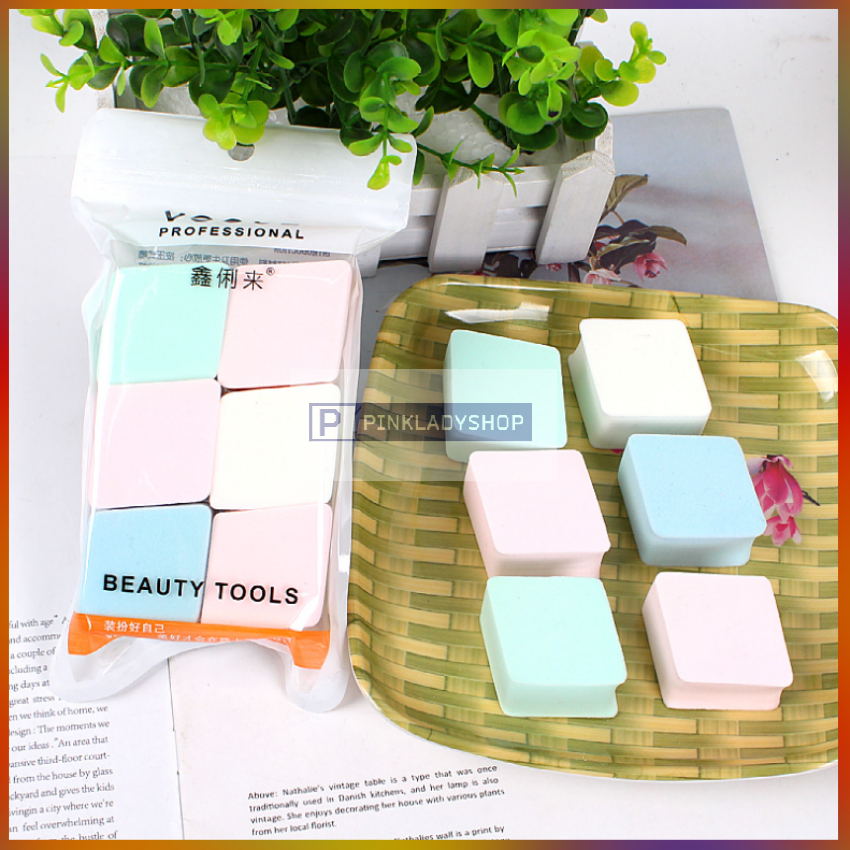 Mút tán phấn gói 6 miếng dùng trang điểm, tán phấn, make up