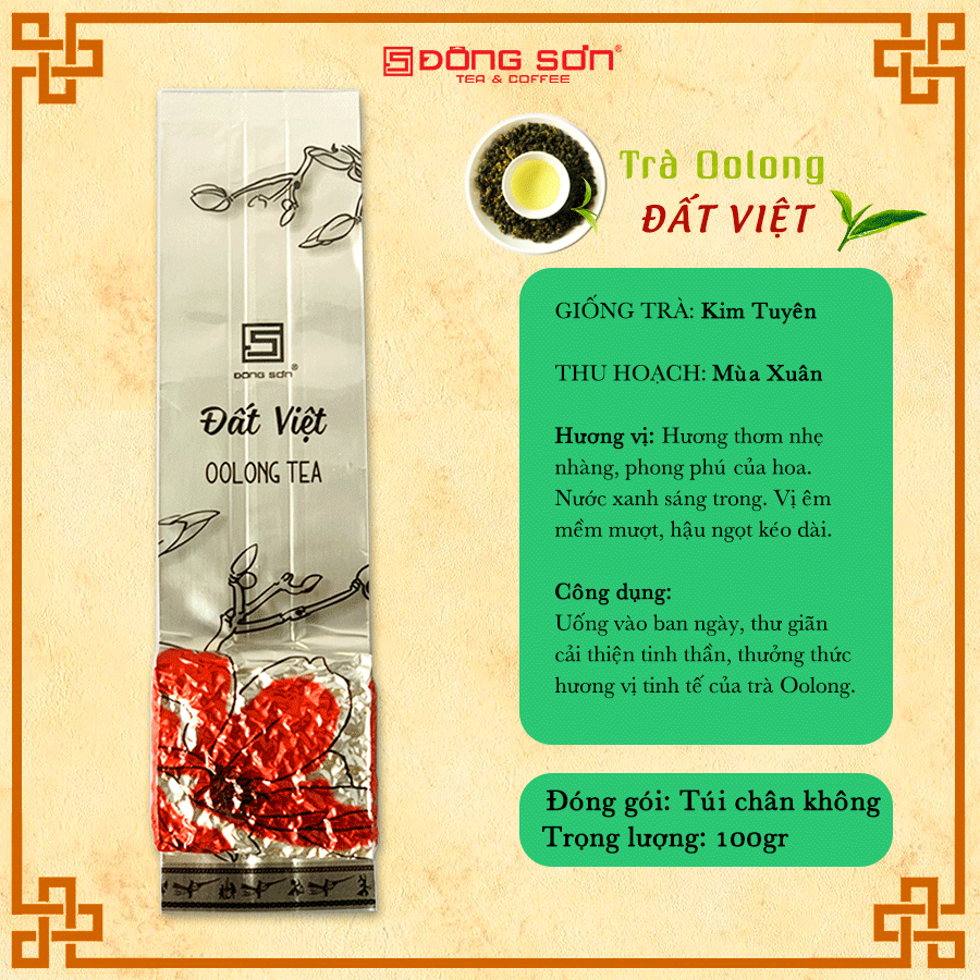 Trà Olong Đất Việt - Hương vị thanh khiết, êm mềm mượt, hương hoa phong phú - Gói 100g - Đông Sơn