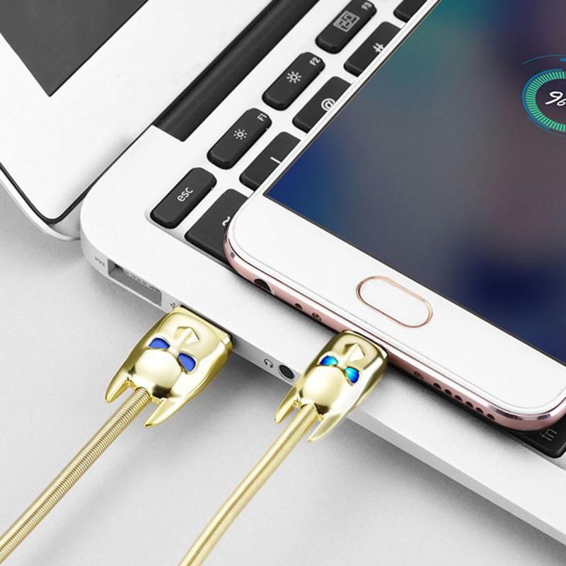 Cáp sạc Micro USB Hoco U30 sạc nhanh 2.4A MAX dây sạc bọc lò xo inox siêu bên đầu sạc Batman dành cho điện thoại android tương thích với nhiều thiết bị dài 120cm