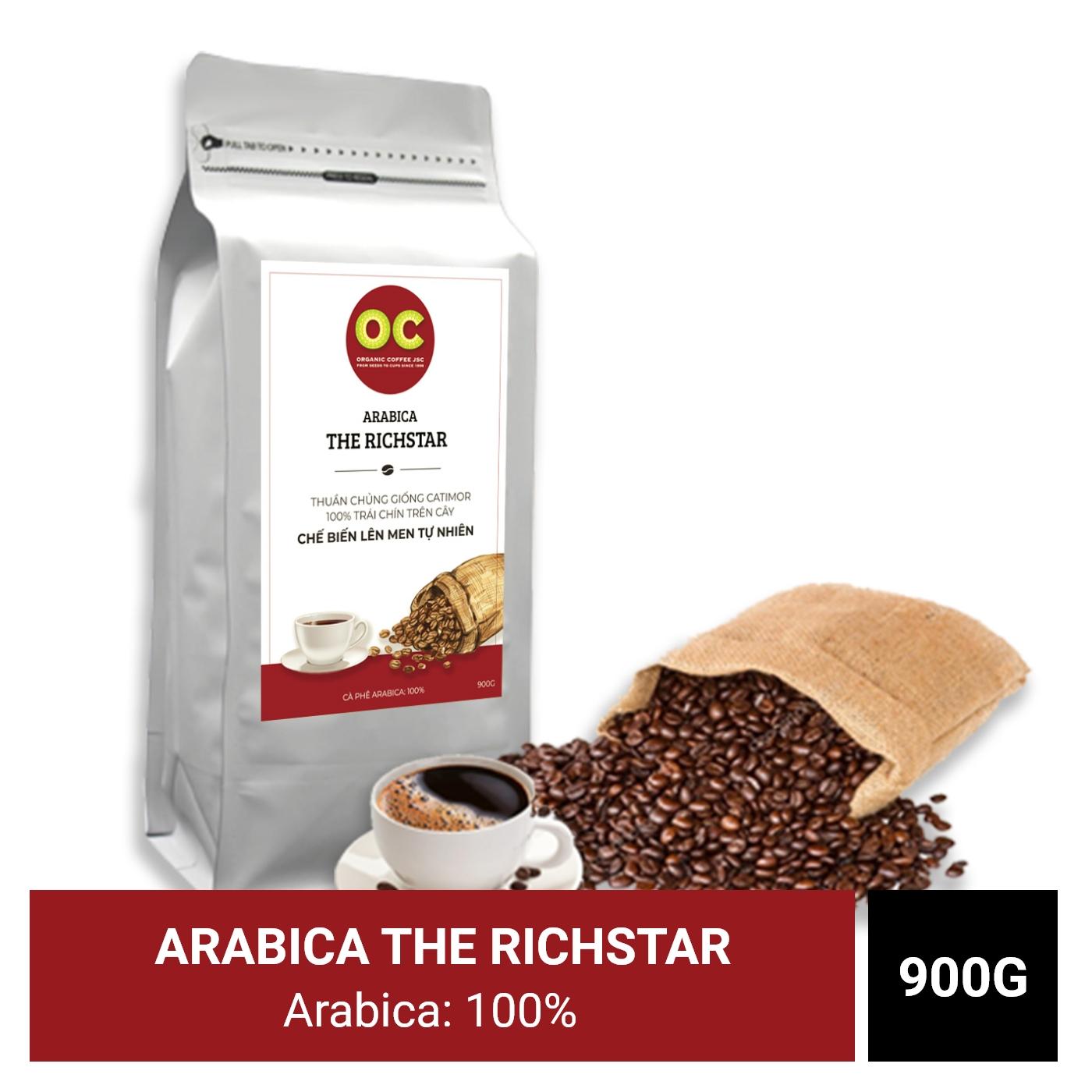 [HCM]CÀ PHÊ HẠT ARABICA  RANG VỪA OC ORGANIC COFFEE 900G