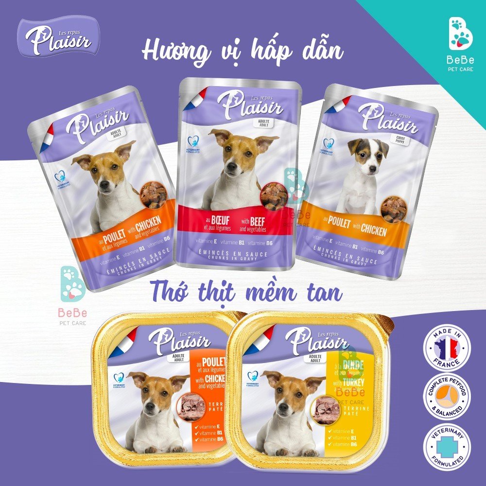 Pate pháp les repas plaisir thơm ngon nhiều vị cho chó mọi lứa tuổi