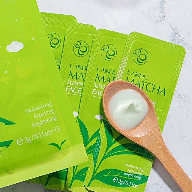 [HCM]Bịch 15 Gói mặt nạ ngủ bùn matcha giảm mụn Laikou (3ml/gói)