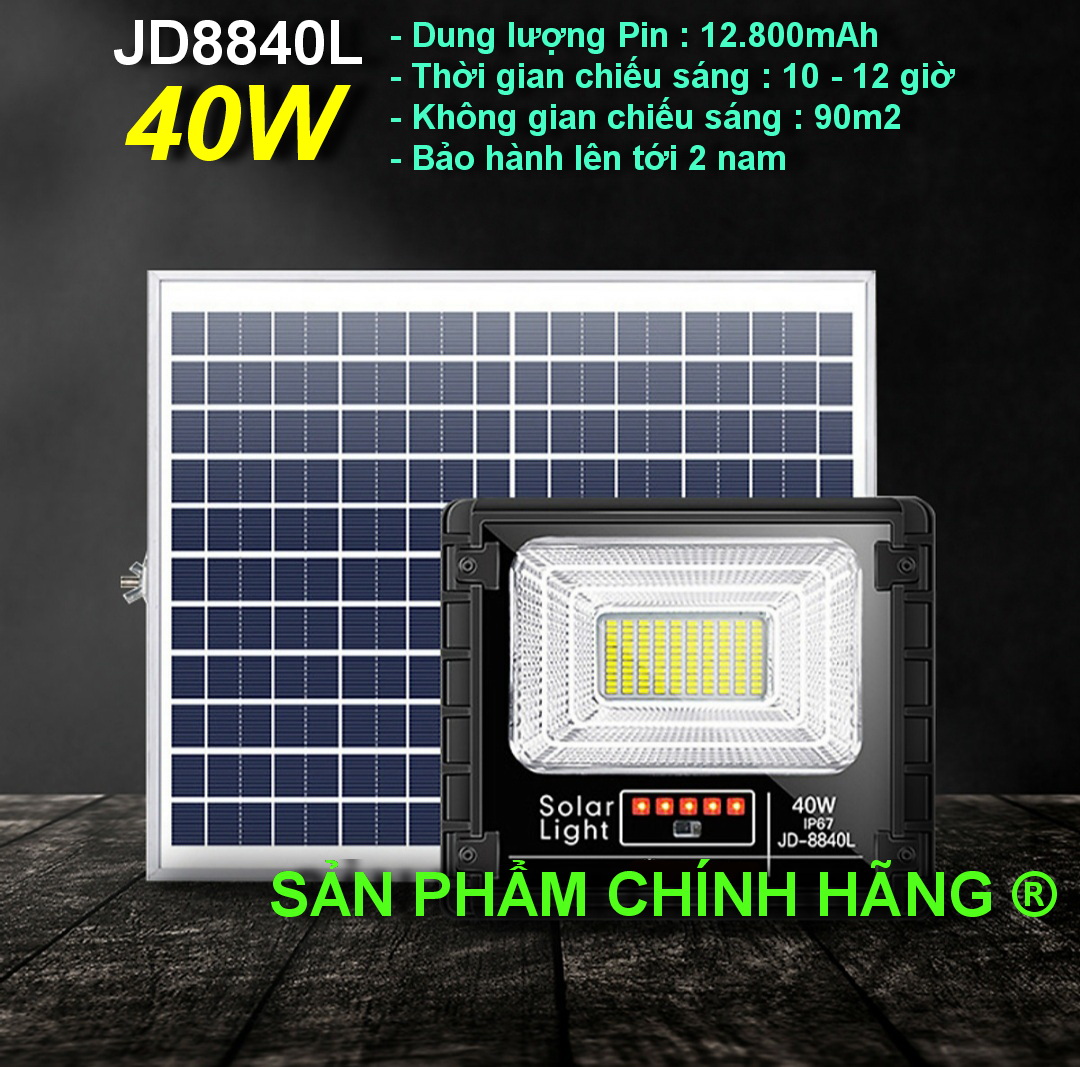 [HCM]ĐÈN NĂNG LƯỢNG MẶT TRỜI CHÍNH HÃNG JINDIAN JD-8840L (40W)